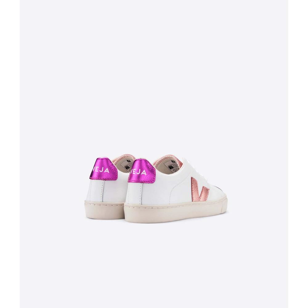 Veja ESPLAR LEATHER Sneakers Kinderen White/Pink/Purple | NL 809PJJ